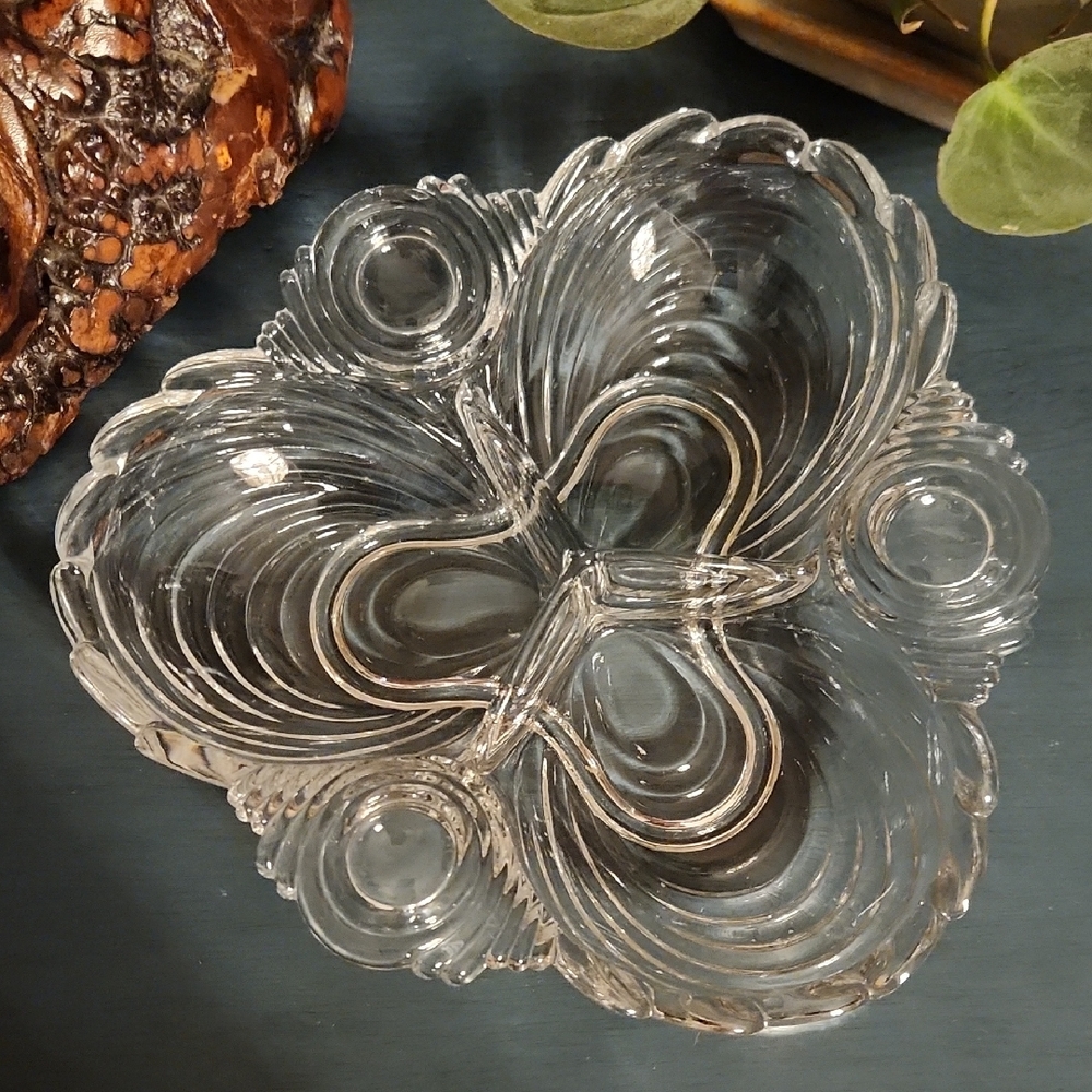 Cambridge Glass Caprice 3 Section Serving Dish Tray ca 1940 EUC